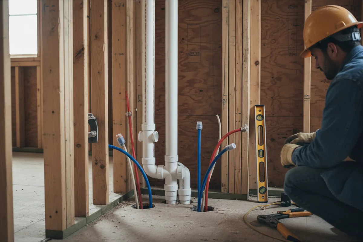 Drain and supply rough-in during Toilet Repair and Installation in Ivor