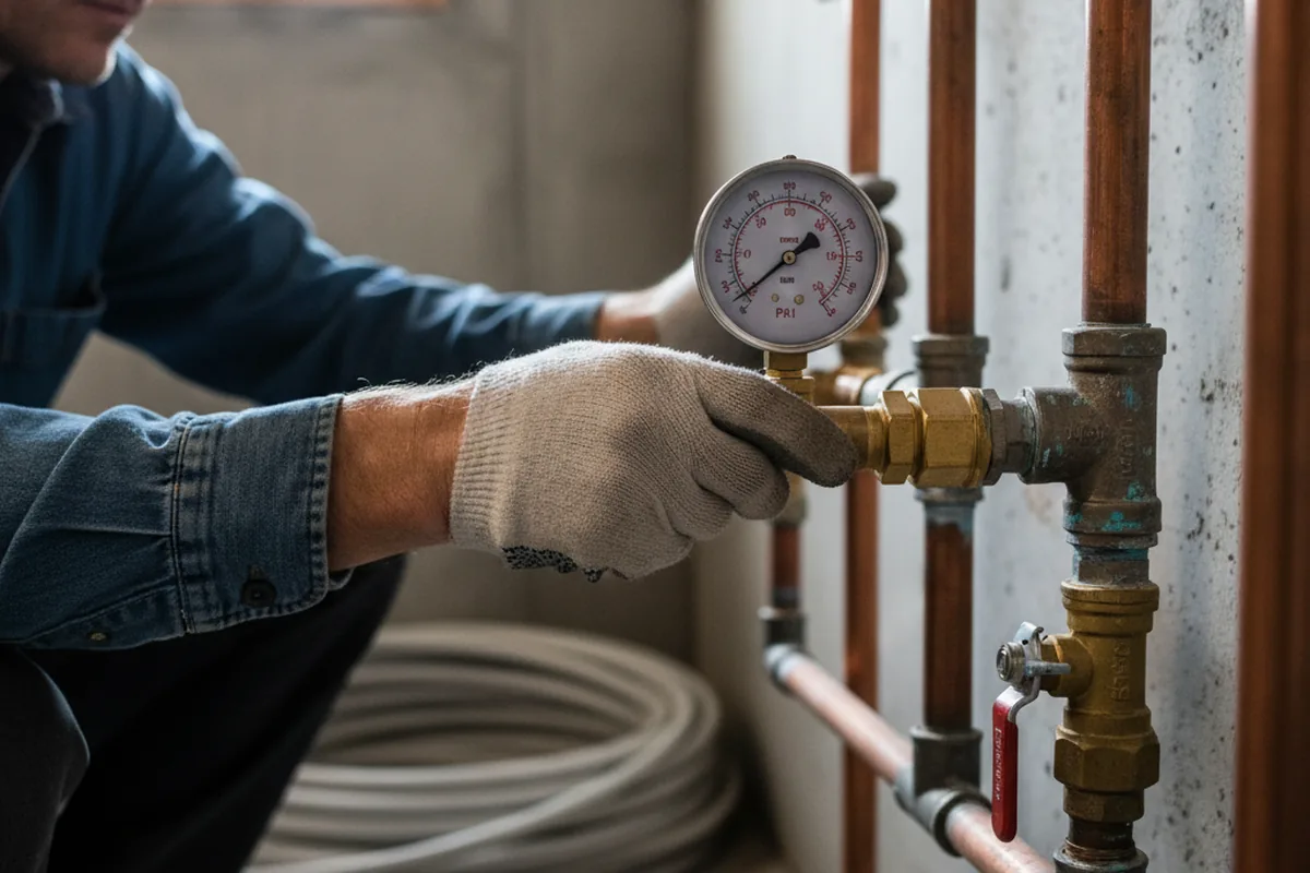 Pressure testing a repaired line during Water Line Repair in Ivor